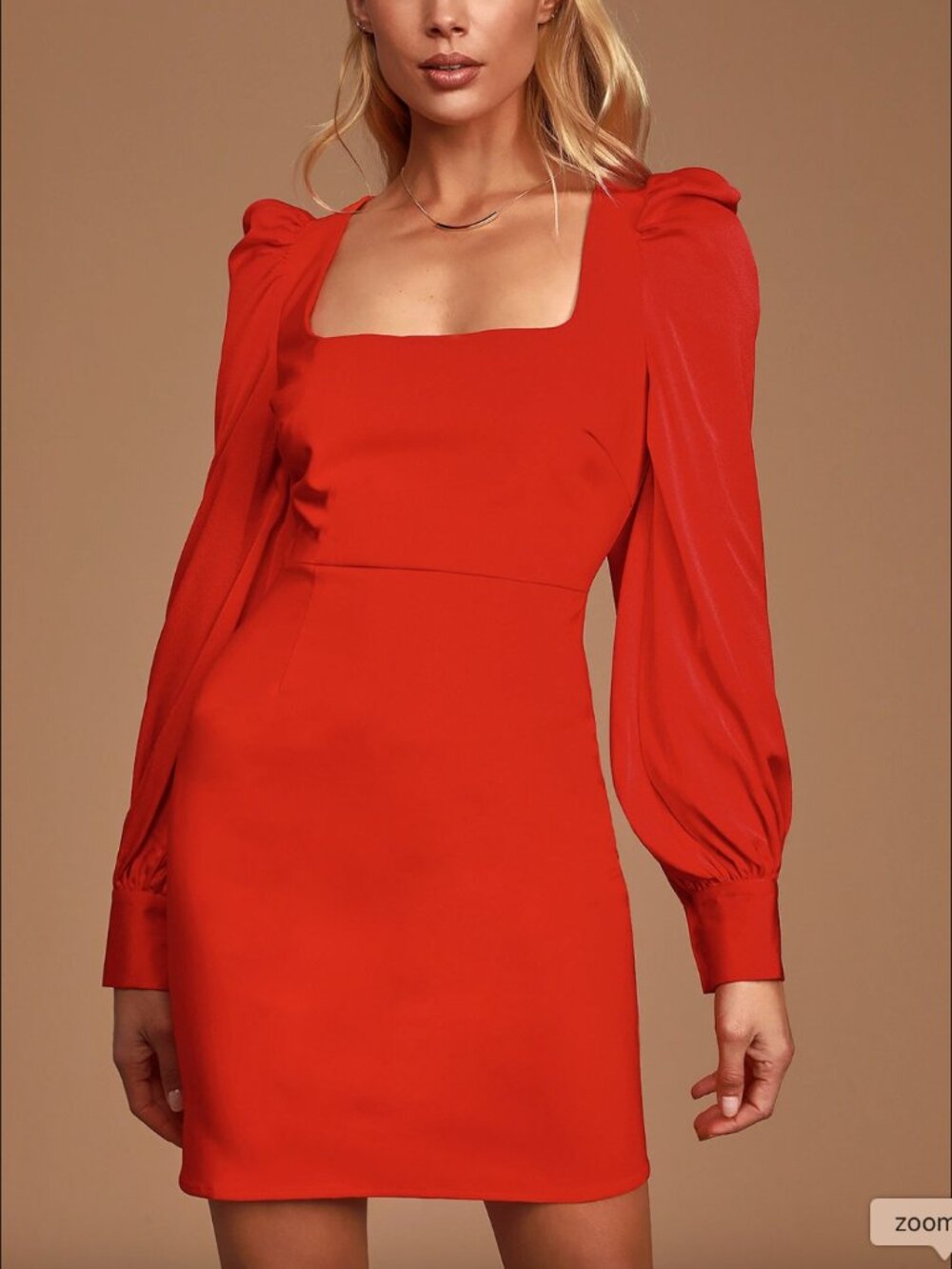 NWT Lulu's Longtime Crush Red Puff Shoulder Long Sleeve Mini Dress